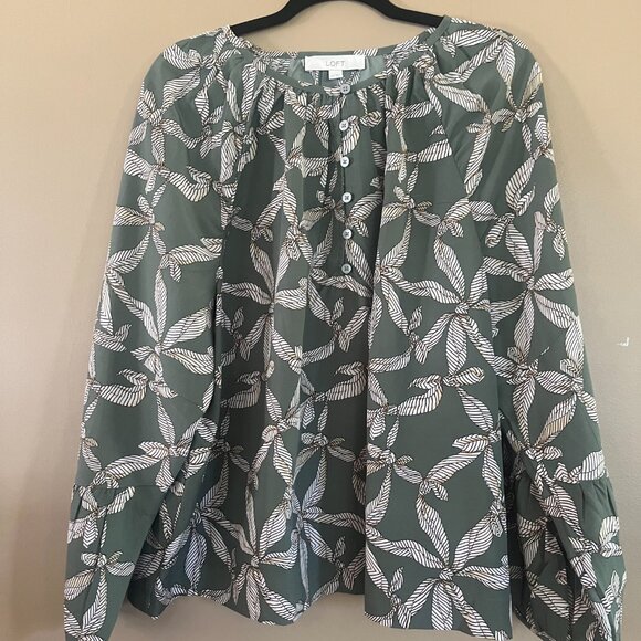 LOFT Green Floral Print Blouse - XXL - New! - Picture 3 of 7